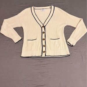 Old Navy Cream Knit Sweater with Black Accents